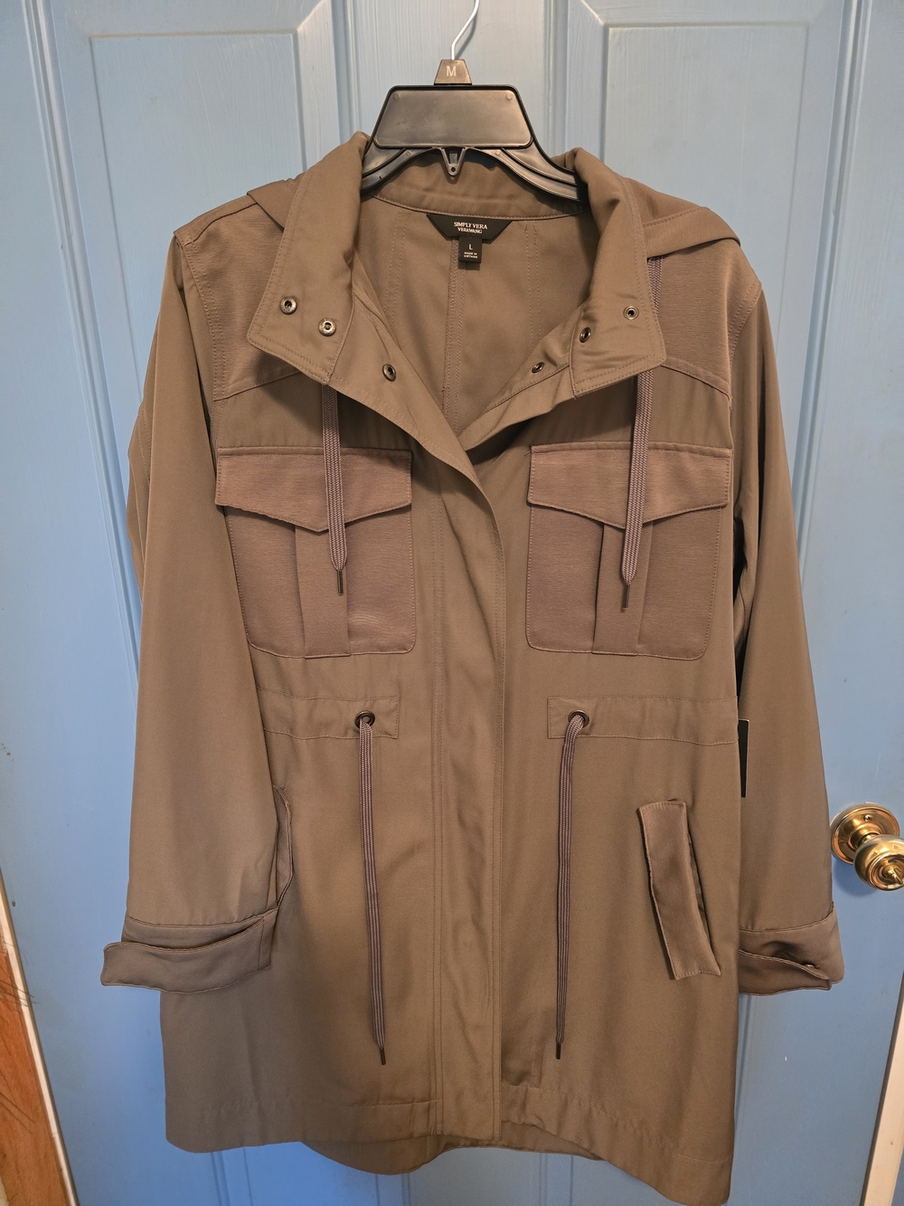 Simply Vera Vera Wang Olive Utility Jacket with Hood